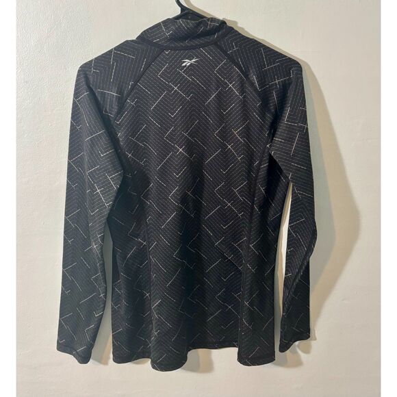 Reebok Woman's L Quarter Zip Long Sleeve Performance Shirt – Black Geometric - Picture 3 of 4